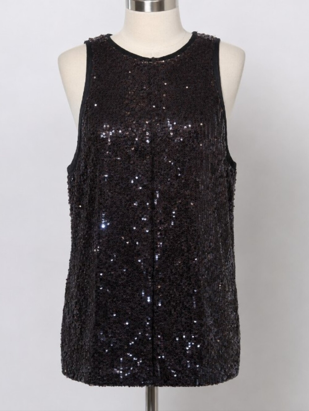 ZARA Limited Edition Chocolate Brown Sequin Sleeveless Mini Dress Size L